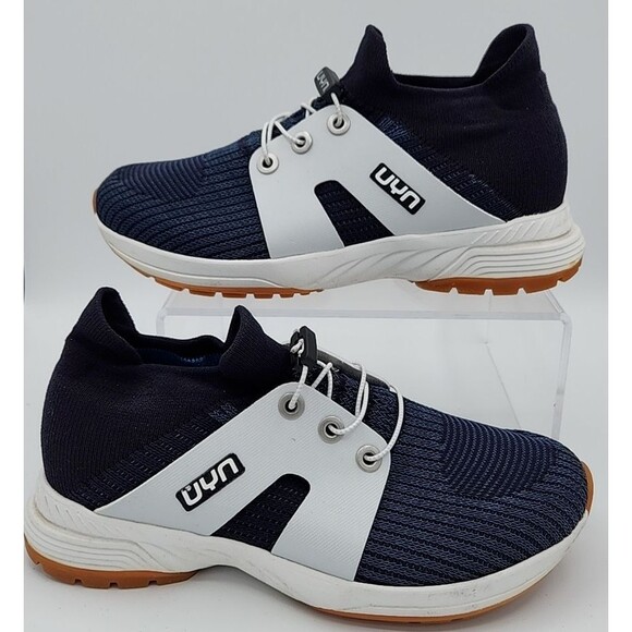 Uyn Athletic Shoes Navy Blue and White Bungee Lace Mens Size 6.5 EU 39 - Picture 1 of 7